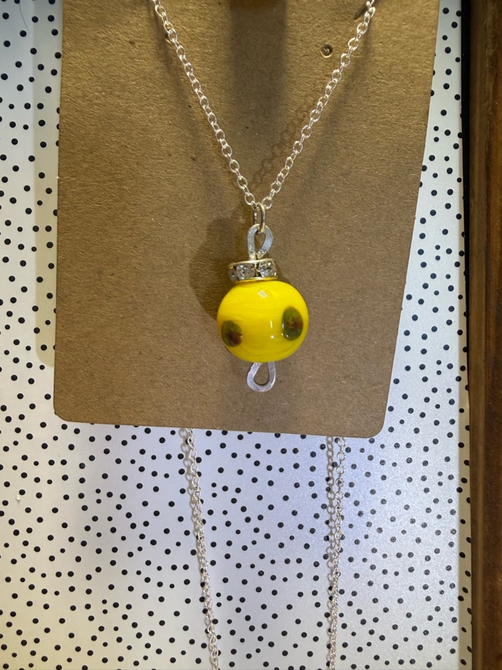 Yellow Glass Bead Pendant Necklace - Women Jewelry